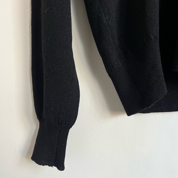 Glenorchy Black Embroidered Lion Wool V-Neck Sweater - Picture 4 of 5